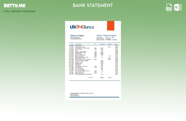 Модерен стил Италија UBI BANCA шаблон за збор за извод од банка